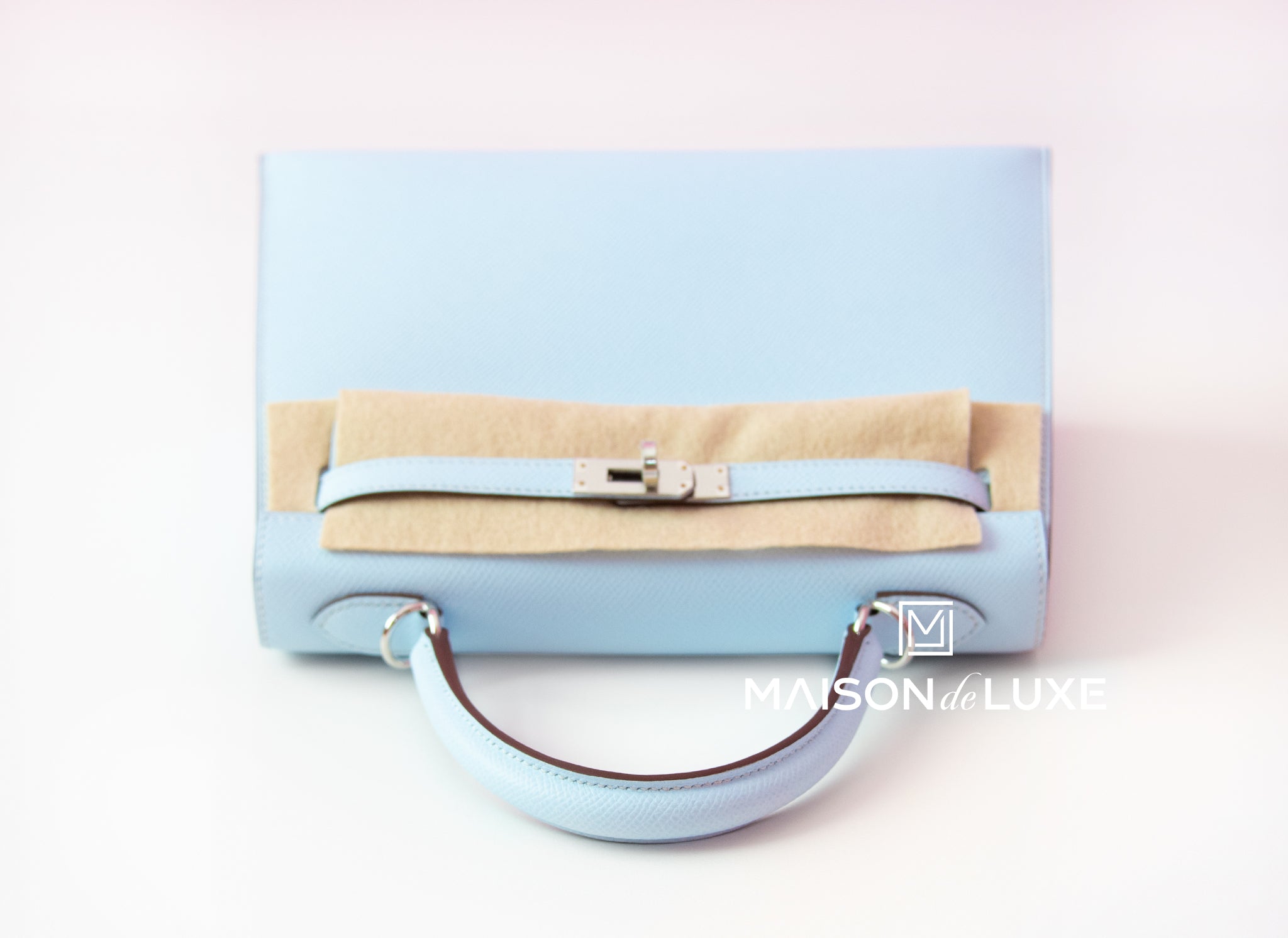 HERMES Epsom Kelly Sellier 25 Bleu Brume, FASHIONPHILE