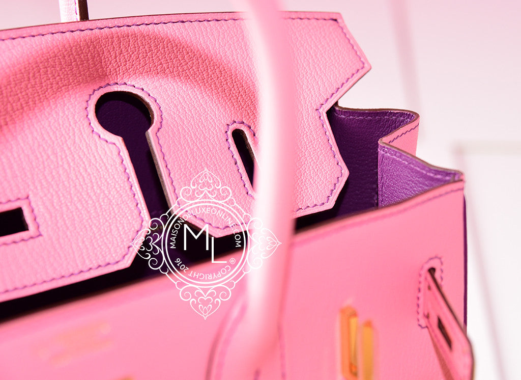 Hermes Rose Confetti Pink Anemone Chevre Birkin 30 Handbag