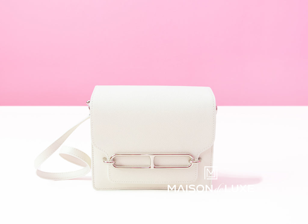 Hermes Roulis Mini 18 Blanc White Evercolor Handbag