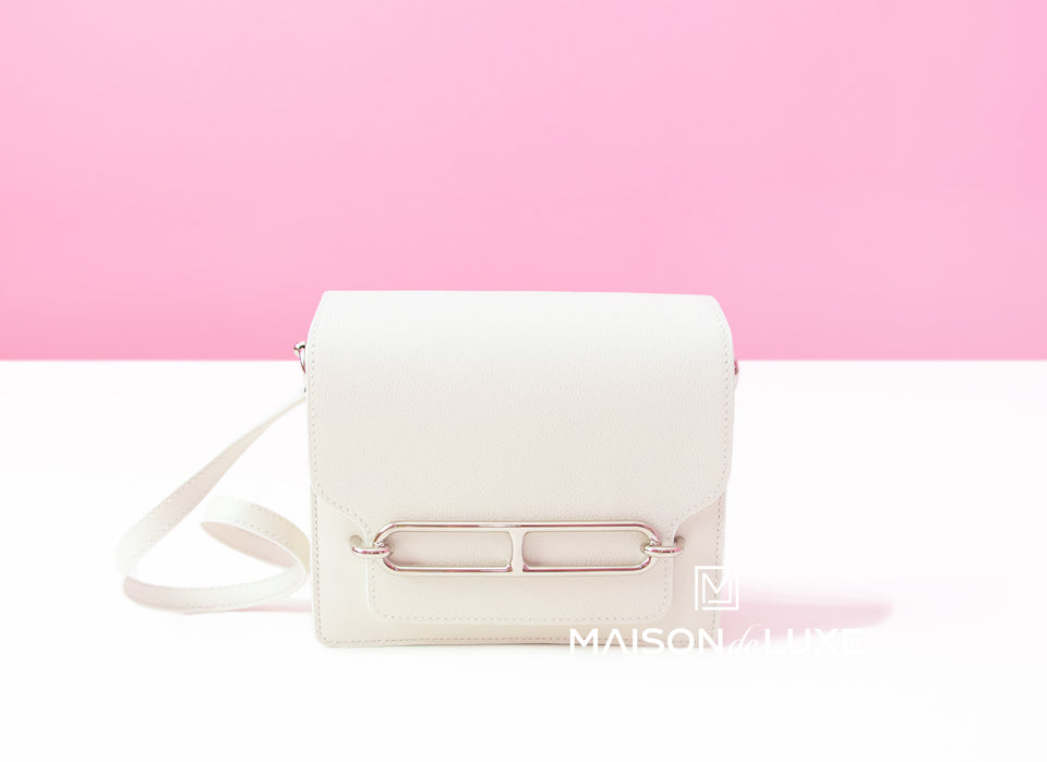 Hermes Roulis Mini 18 Blanc White Evercolor Handbag