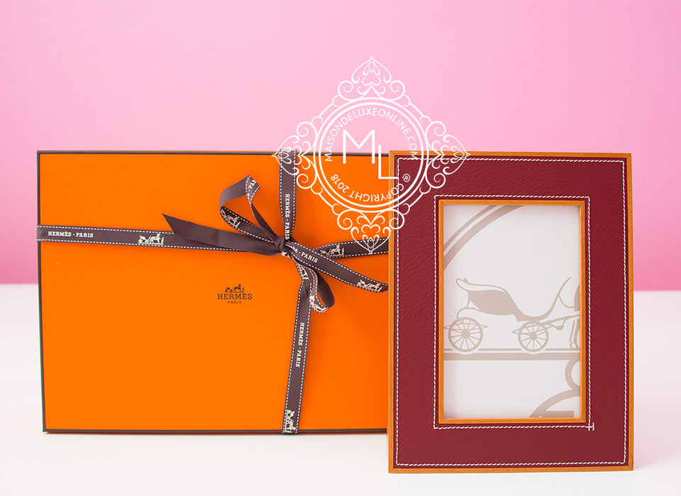 Hermes Classic Pleiade Rouge H Red Leather Photo Frame