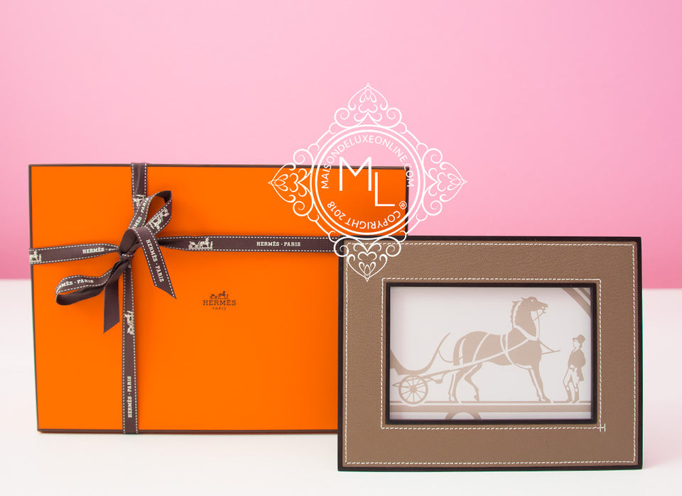 Hermes Classic Pleiade Etoupe Leather Photo Frame