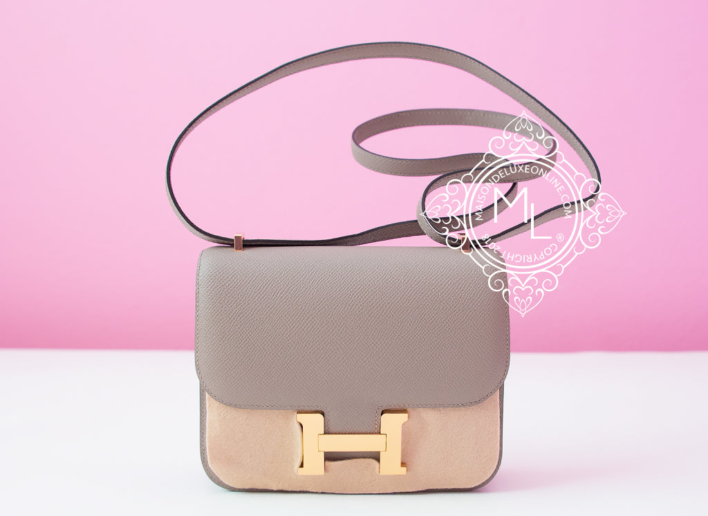 Hermes Constance Mini 18 Gris Asphalte Gray Epsom Handbag - MAISON de LUXE