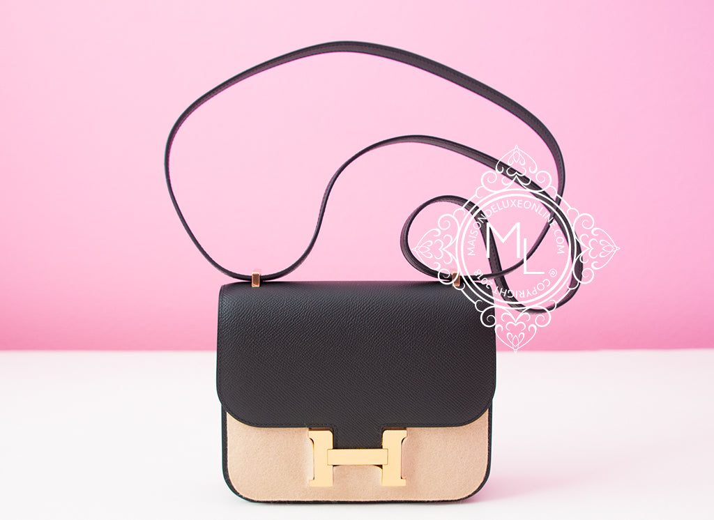 Hermes Black Noir Epsom Constance Mini 18 19 bag Handbag Roulis – MAISON de  LUXE