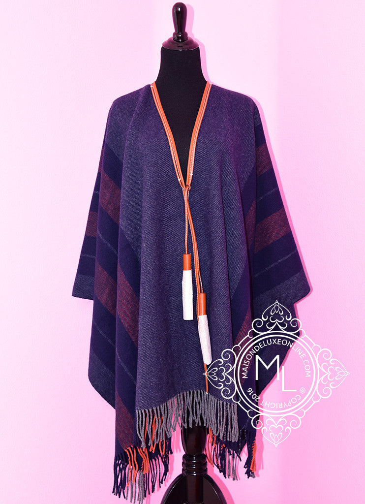 Hermes Blue Grey Rocabar Poncho Cape Shawl Top - New - MAISON de LUXE - 1