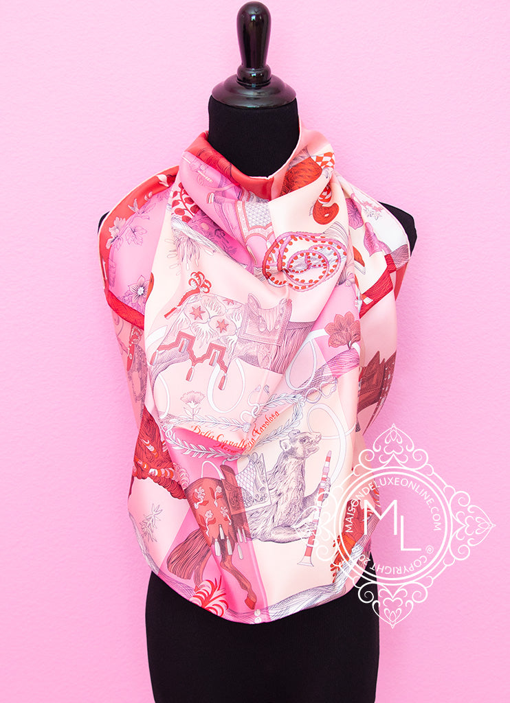 Hermes Pink Twill Silk 90 cm 36