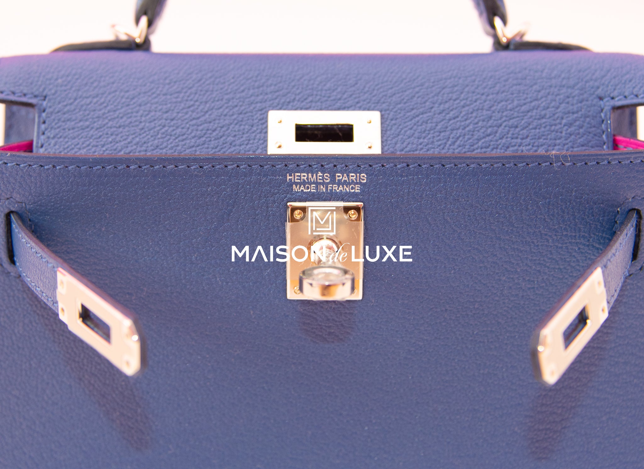 Hermes Mini Kelly II 20 Rose Sakura & Gris Perle Chèvre - MAISON de LUXE