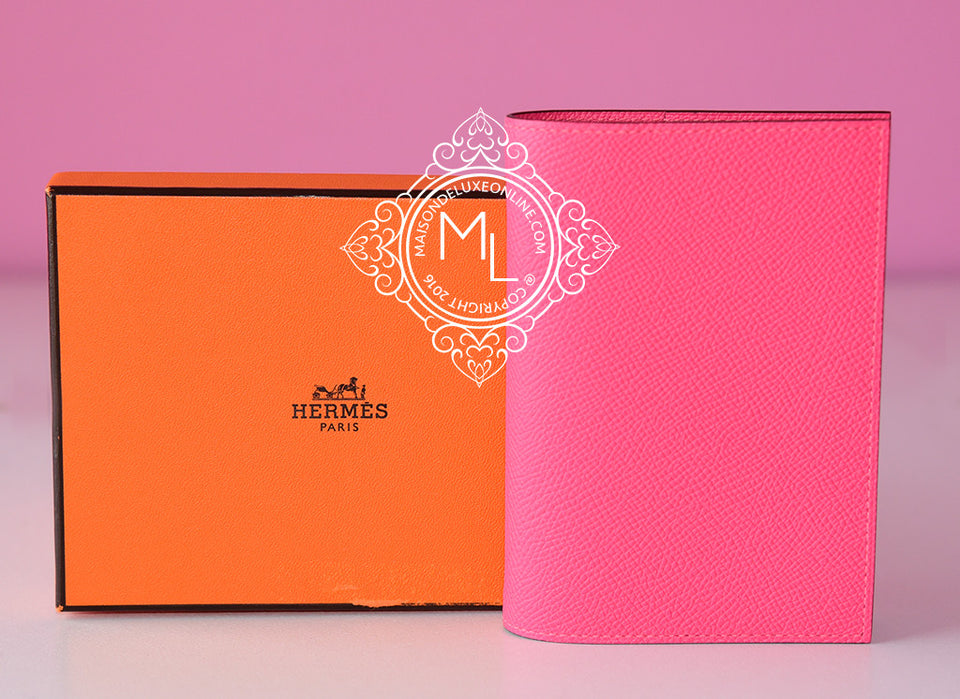 Hermes Rose Azalee Vision Passport / Agenda Notebook Cover (no refill) - New - MAISON de LUXE - 1