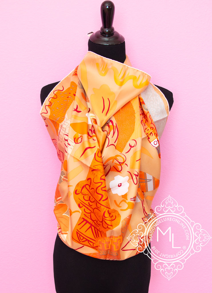 Hermes Orange Ribbon Silk Twilly Scarf - Vintage Lux