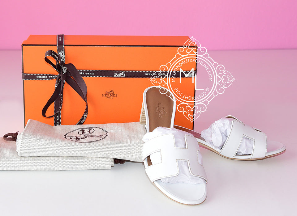 Hermes Womens White Oasis Sandal Slipper 36 Shoes - New - MAISON de LUXE - 1