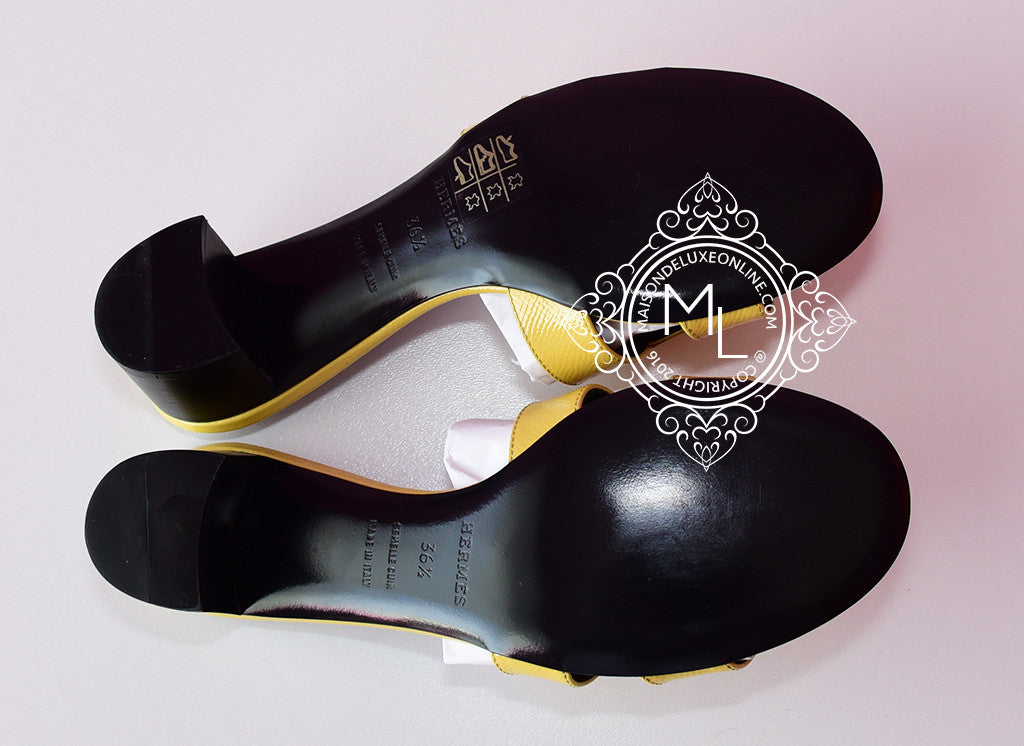 Hermes Womens Jaune Poussi Oasis Sandal Slipper Shoes