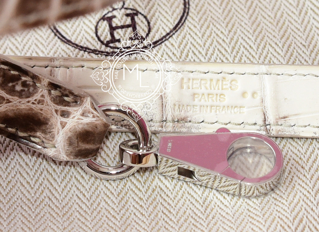 Hermes Blanc Himalayan Himalaya Kelly 25 White Crocodile - MAISON de LUXE