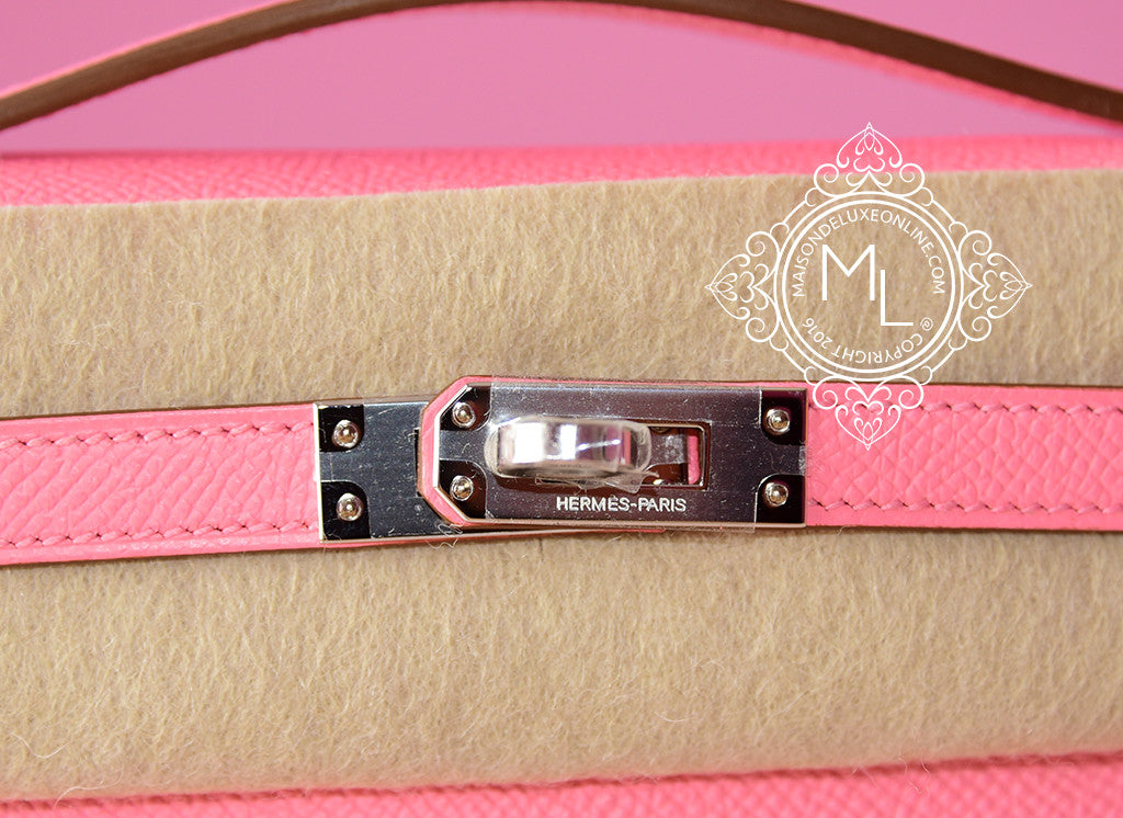 Replica Hermes Kelly Mini II Handmade Bag In Rose Confetti Epsom