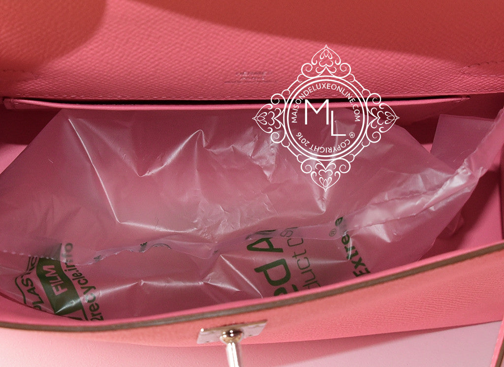 Hermes Rose Confetti PHW Epsom Mini Kelly Pochette Clutch - MAISON de LUXE