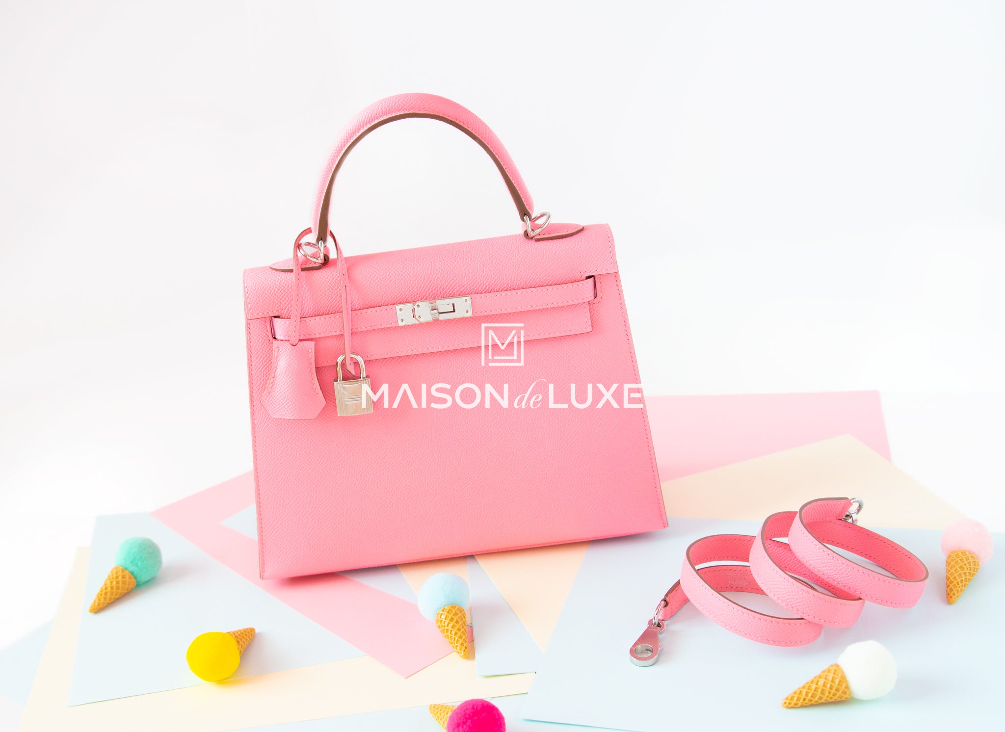 Hermes Pink Rose Confetti Lipstick HSS Sellier Kelly 25 Chèvre Handbag –  MAISON de LUXE