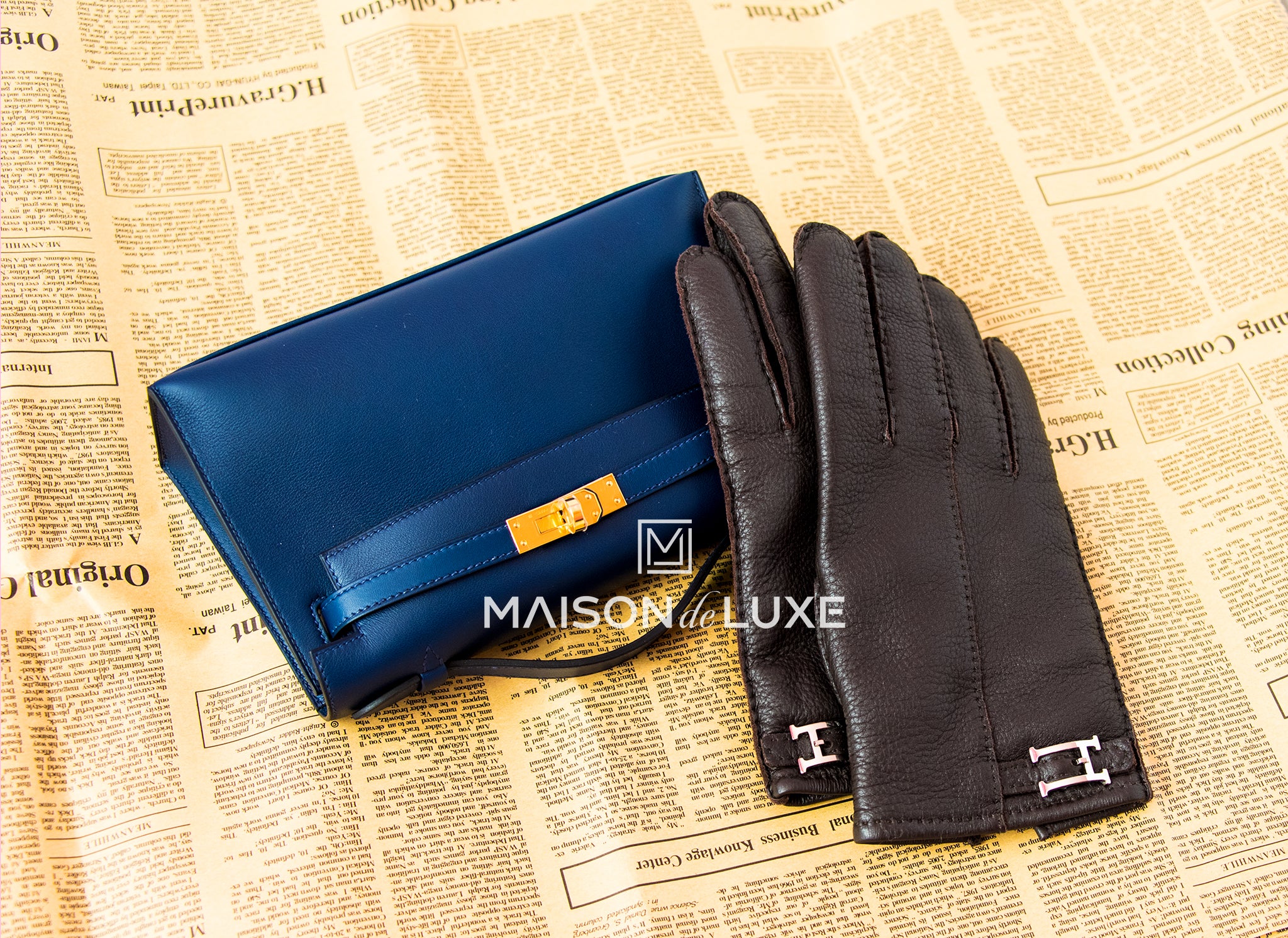 Hermes Navy Blue 7U Swift Kelly Pochette Clutch Bag Handbag
