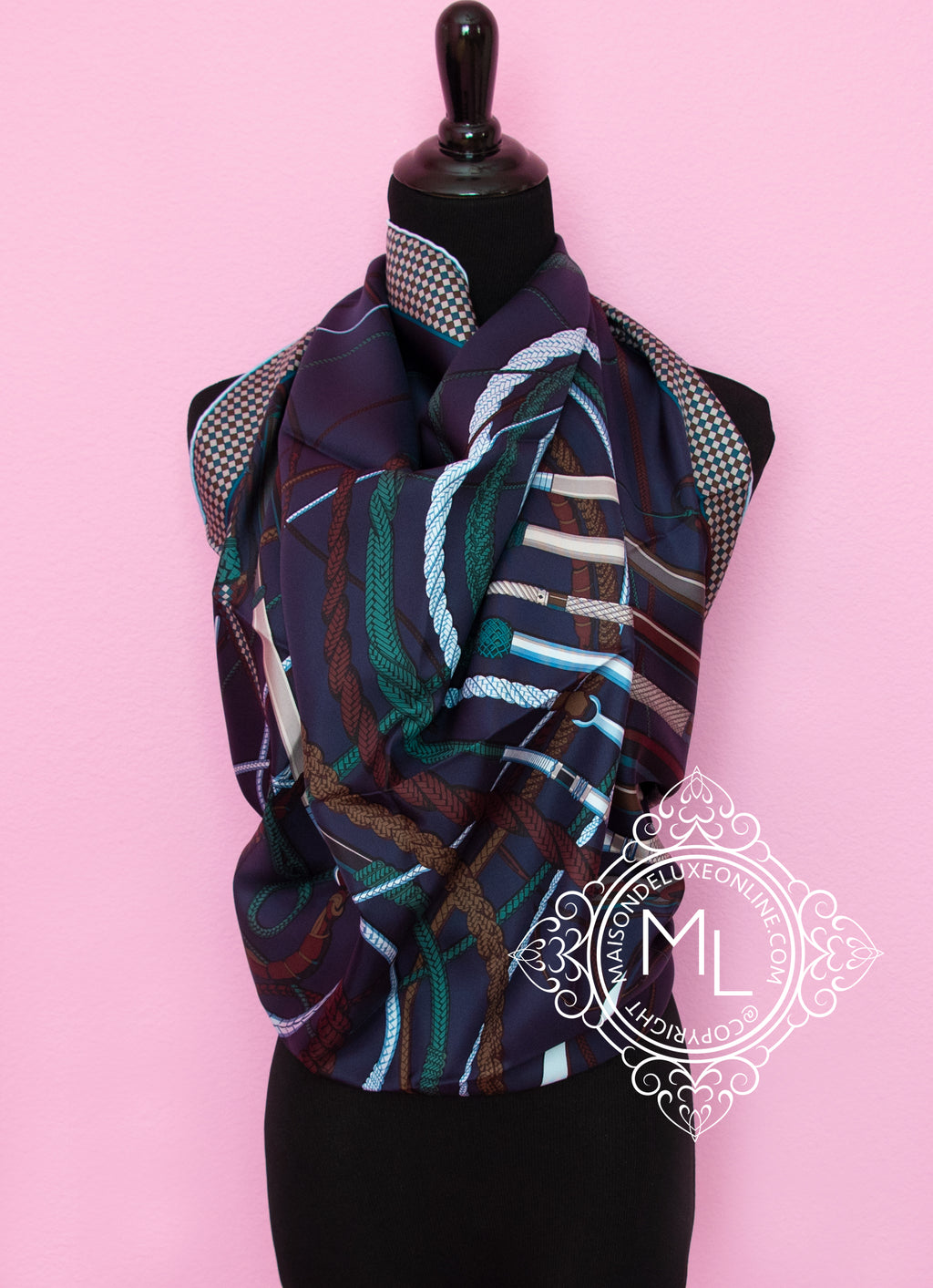 Hermes Green Twill Silk 90 cm Fouets et Badines Scarf