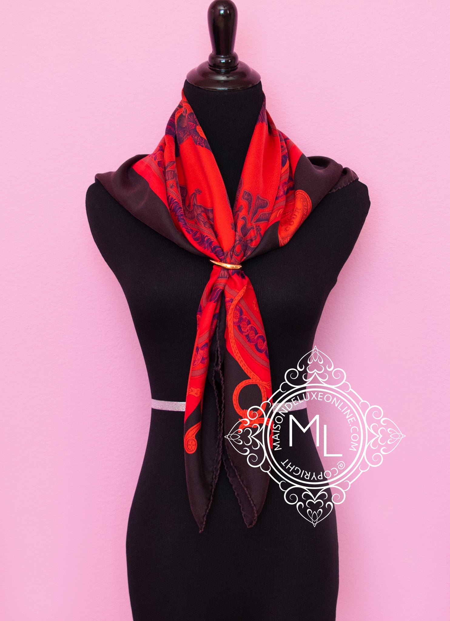 Hermes Rouge Dip Dye Surteint Silk 90 cm 36 Bride De Cour Scarf Shawl ...