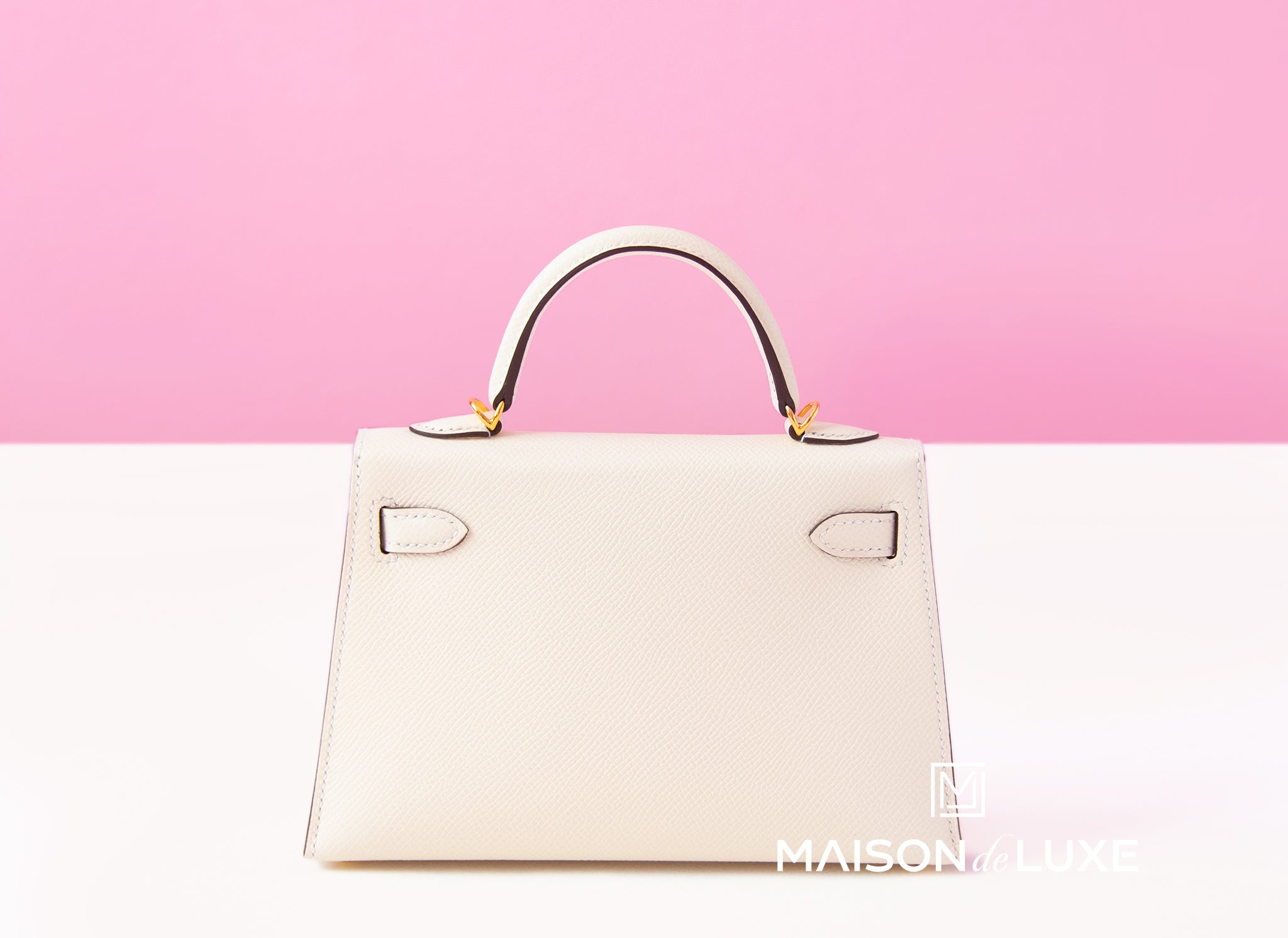 Hermes Nata White Epsom Mini Kelly II 20 cm Bag Pochette Clutch