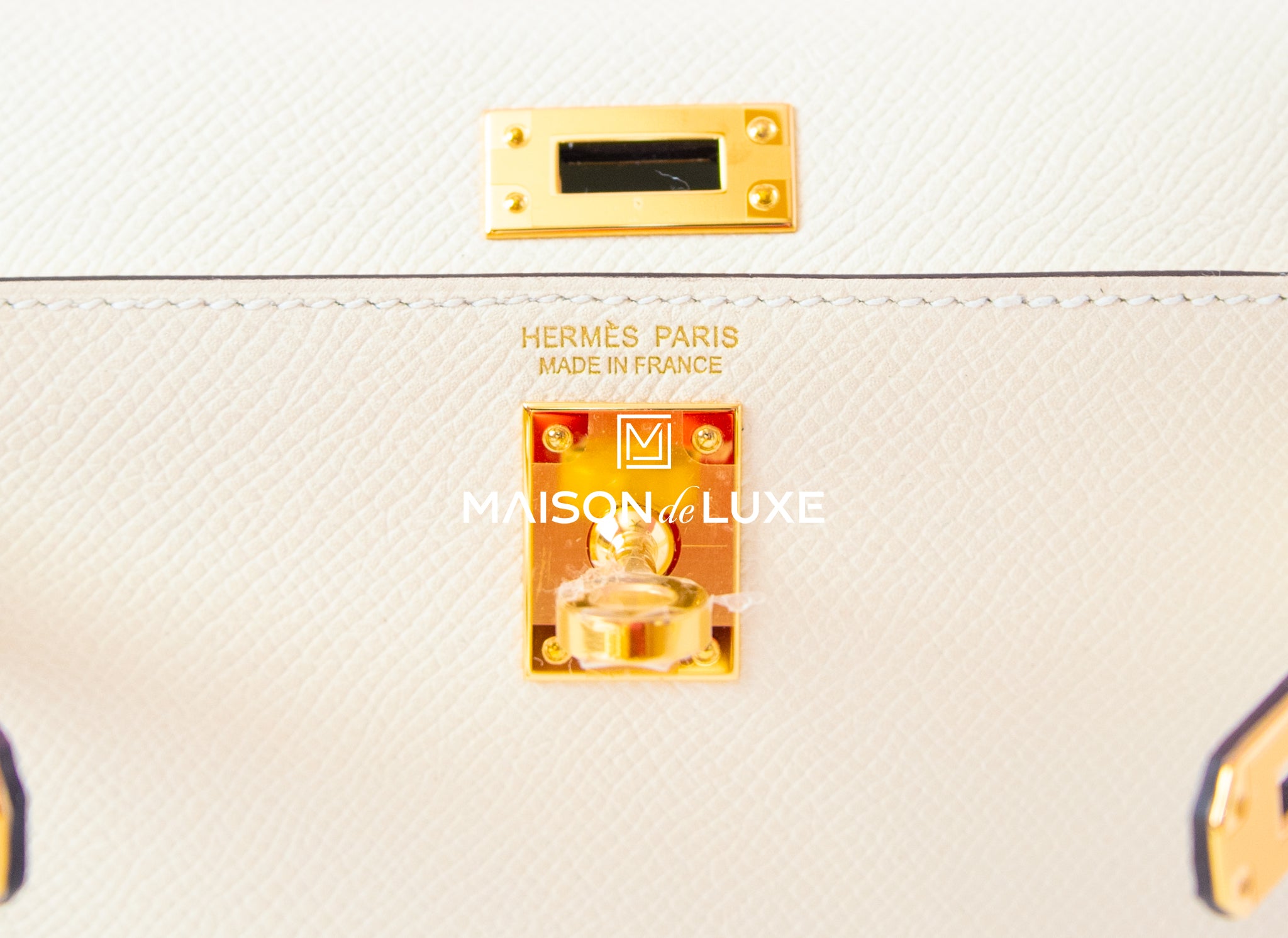 Hermes Nata White Epsom Mini Kelly II 20 cm Bag Pochette Clutch
