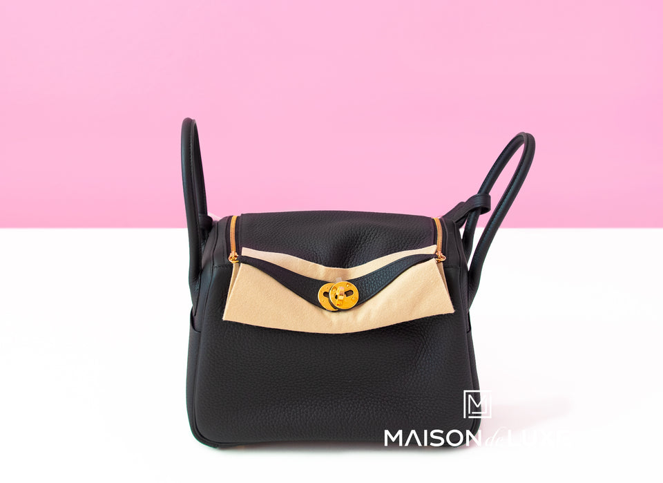 Hermes Black Clemence Lindy 26 Handbag