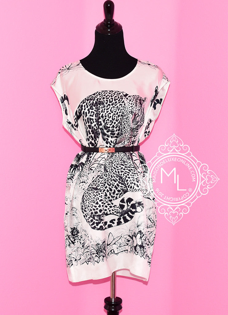 Hermes White Jungle Love Silk Tunic Dress 34 fit 36 Hermes White Jungle Love Silk Tunic Dress 34 fit 36