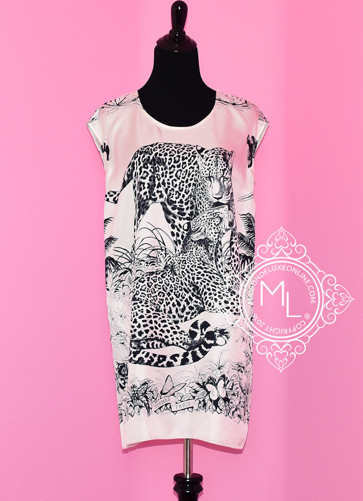 Hermes White Jungle Love Silk Tunic Dress 34 fit 36 - MAISON de LUXE Hermes White Jungle Love Silk Tunic Dress 34 fit 36 - MAISON de LUXE