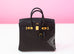 Hermes Noir Black Matte Crocodile Gold Birkin 25 Handbag