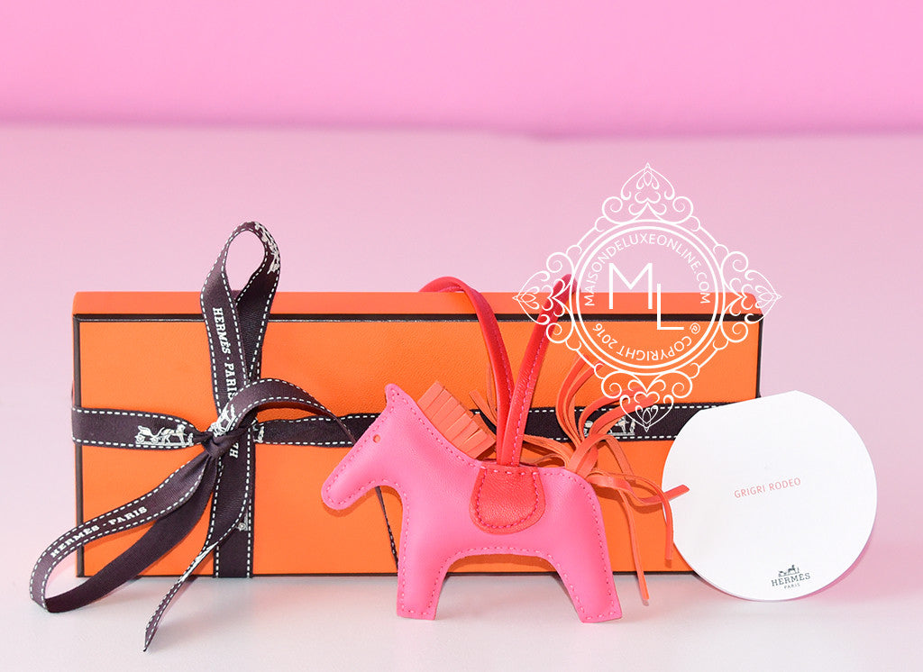 Hermès Rodeo Charm PM Azalea Pink Rose Azalée, Poppy Orange Orange