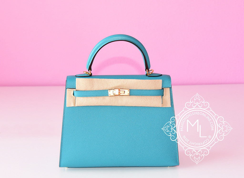 Hermès Blue Paon Epsom Kelly Sellier 25 QGBAEA12BB001