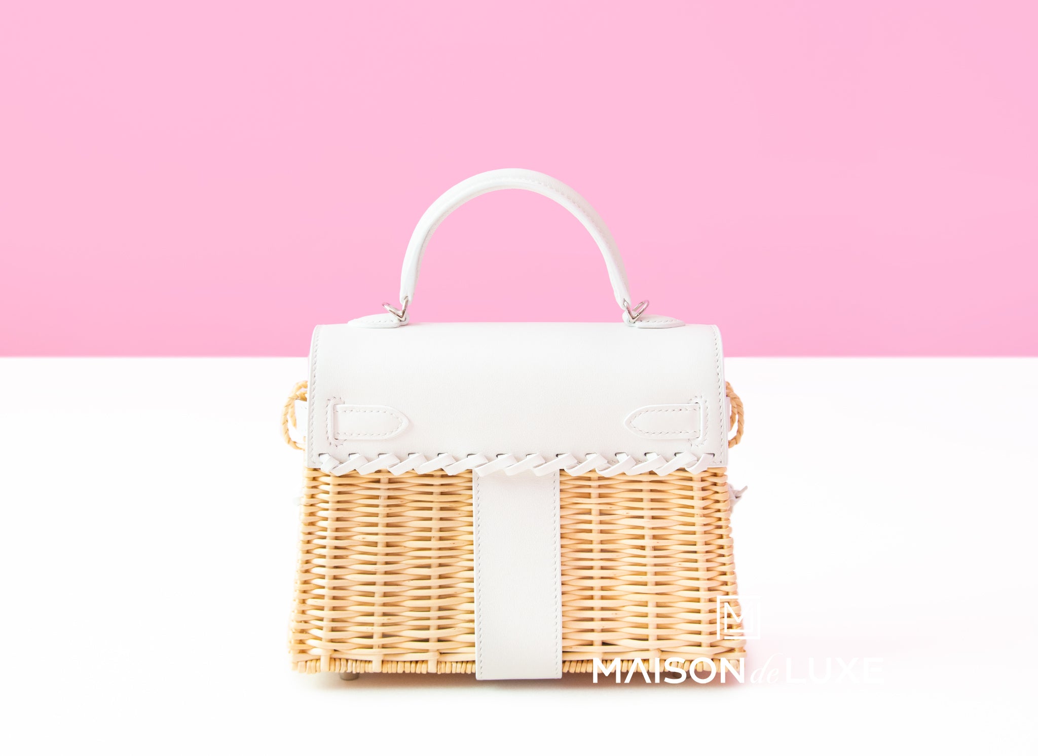 Hermes Blanc White Picnic Mini Kelly Bag Handbag Wicker – MAISON