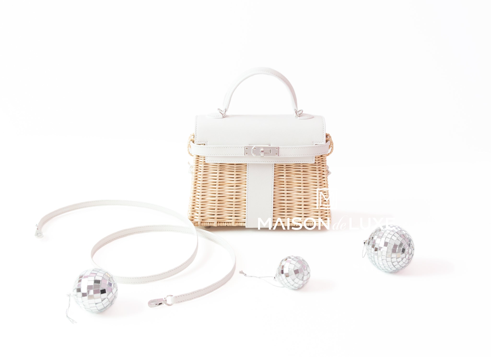 Hermes Blanc White Picnic Mini Kelly Bag Handbag Wicker – MAISON