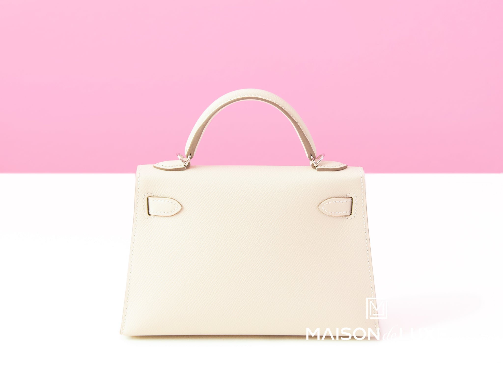 Hermes Craie White Epsom Mini Kelly II 20 cm Bag Pochette Clutch