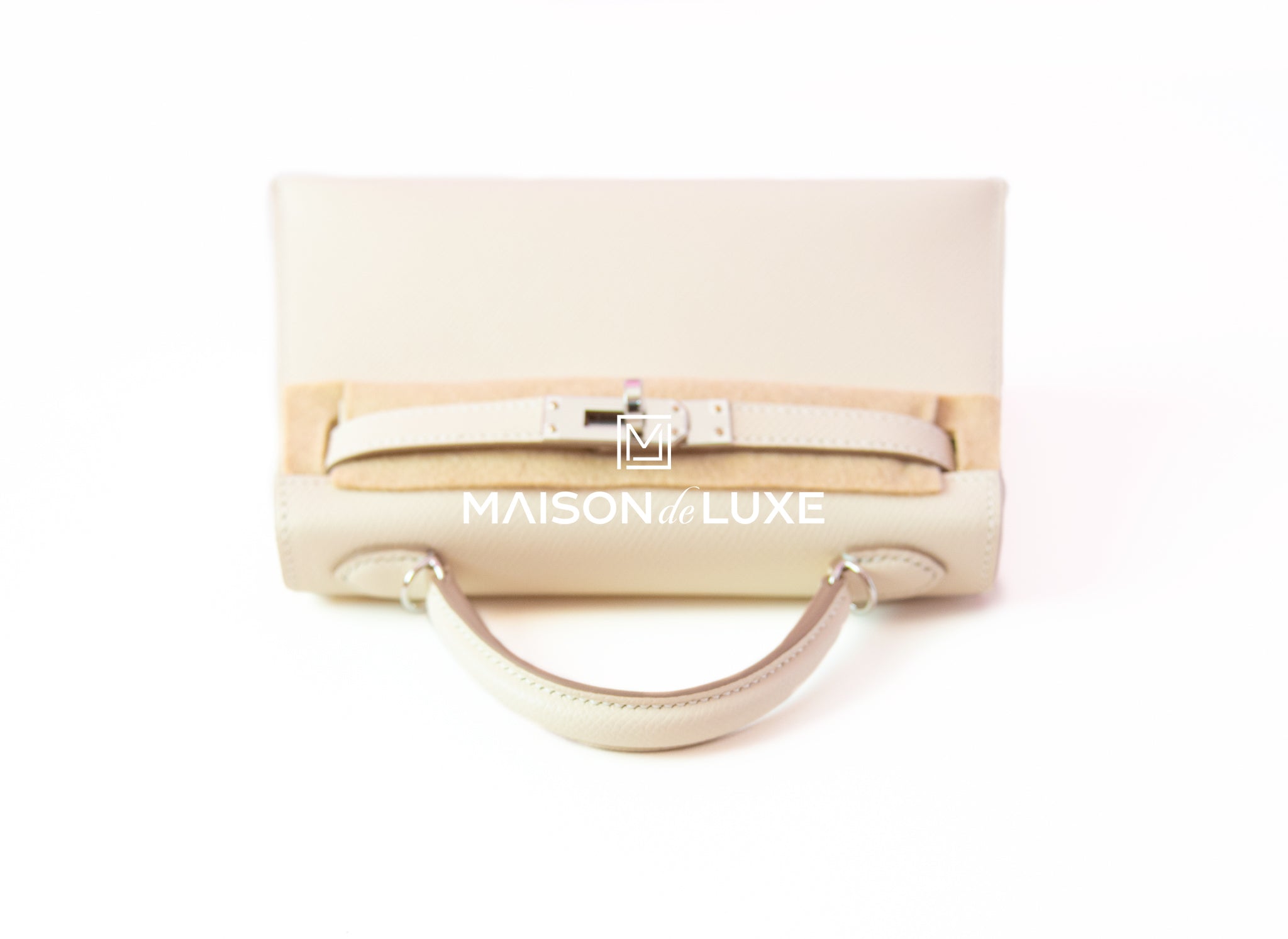 Hermes Craie White Epsom Mini Kelly II 20 cm Bag Pochette Clutch