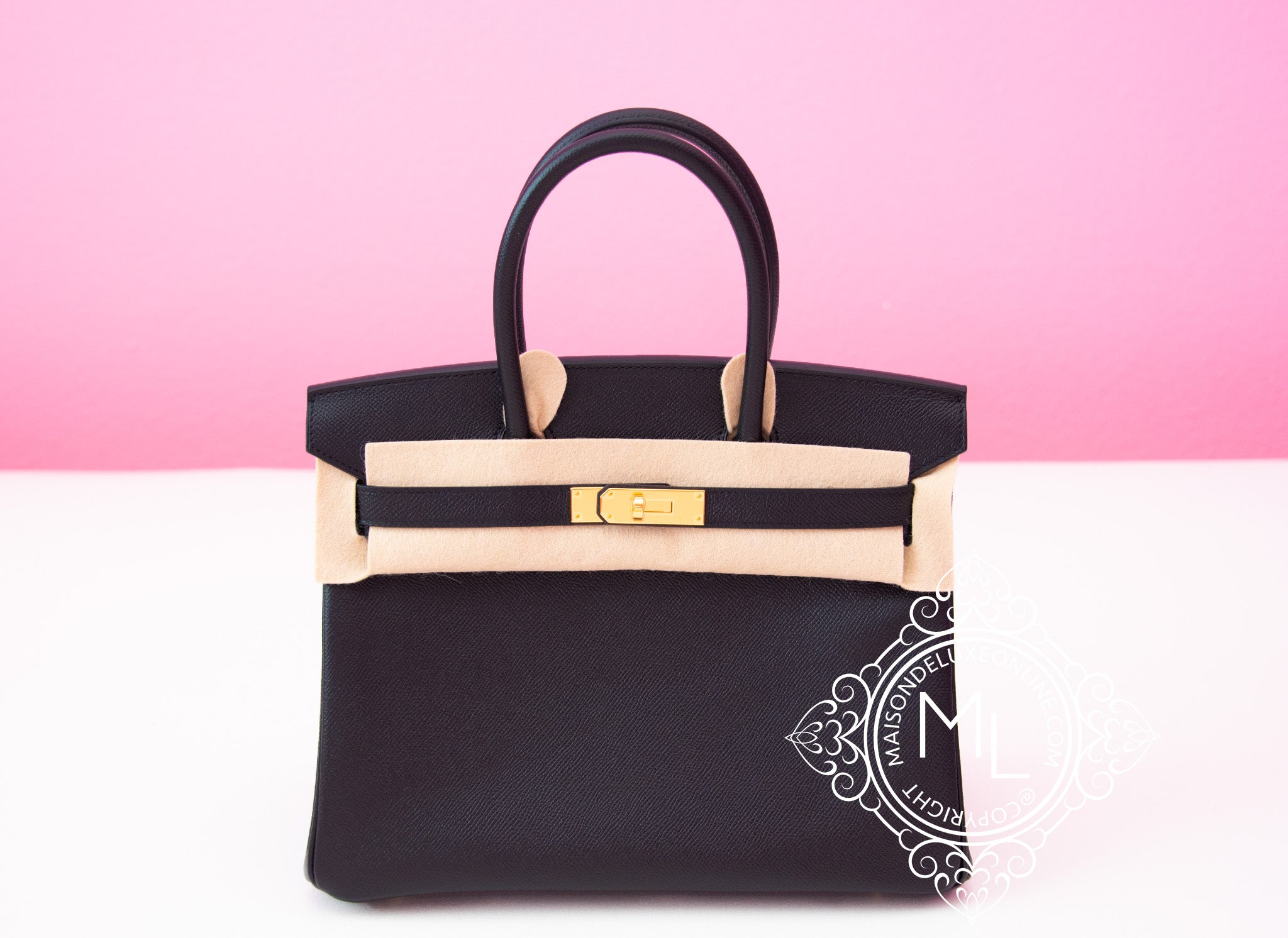 Hermes Birkin Bag Epsom Leather Gold Hardware In Black