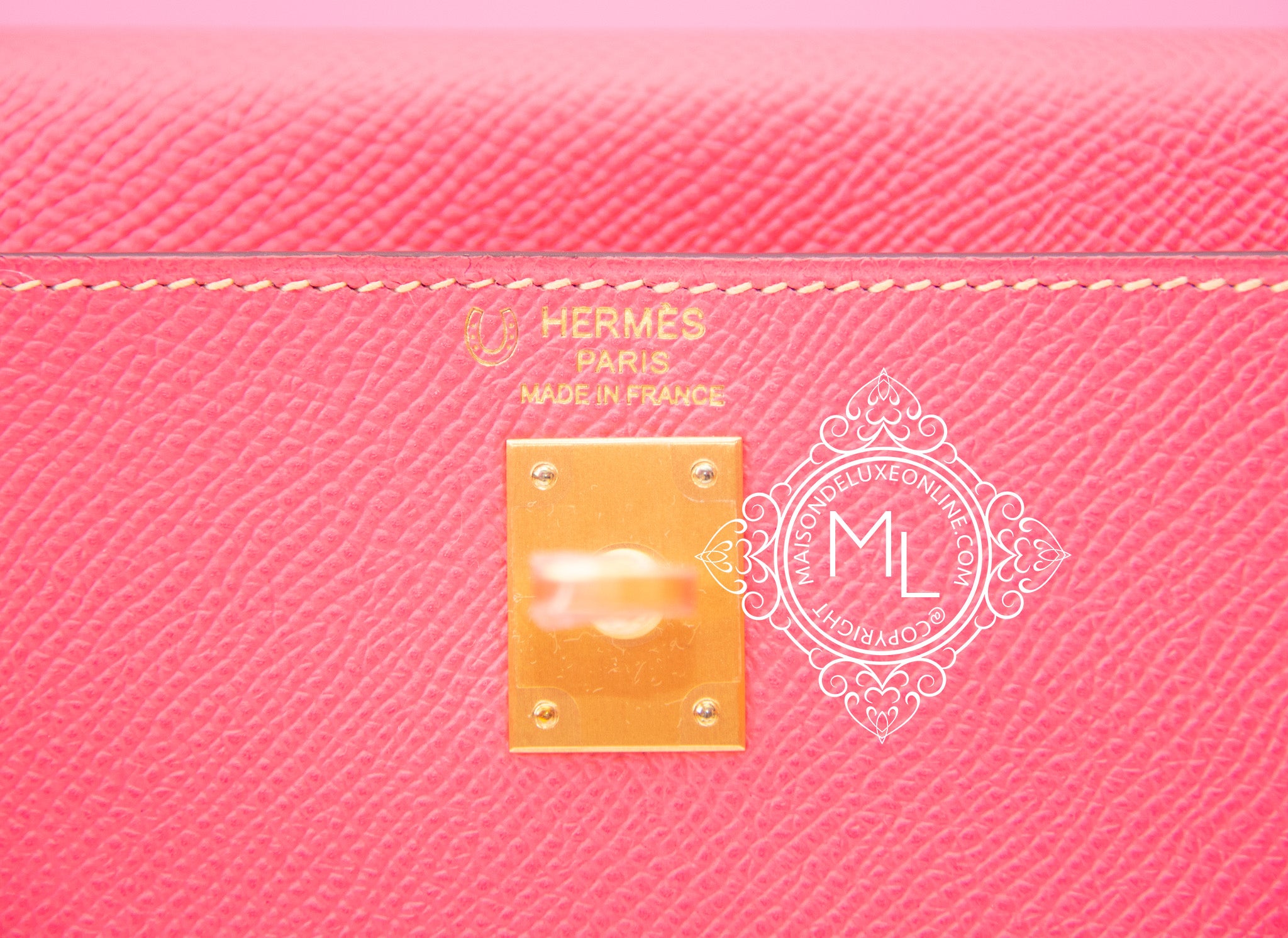 Hermes Kelly 28 Sellier HSS Rose Azale / Jaune d'Or Epsom Ghw A