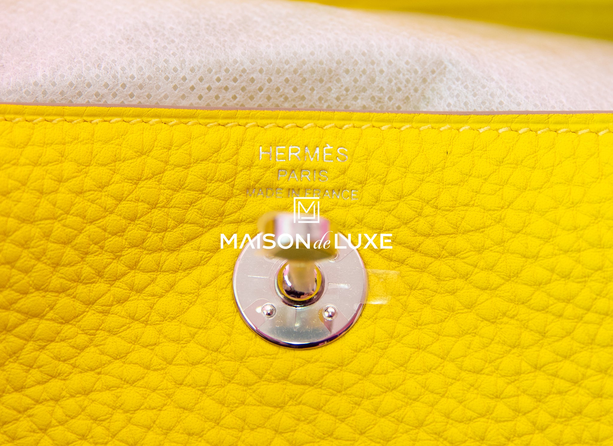 Hermés Mini Lindy Jaune Poussin Clemence PHW - Klueles - shop online