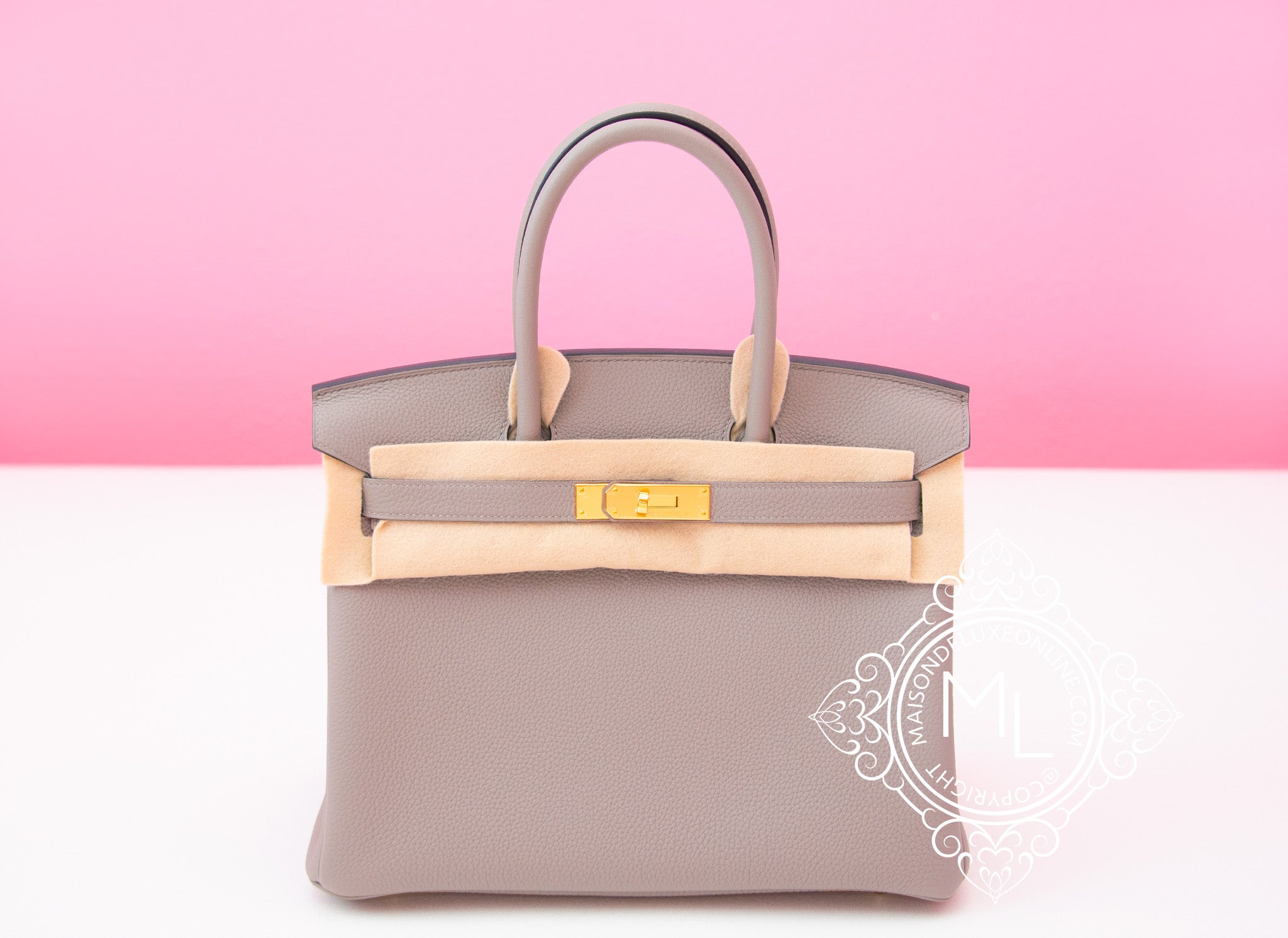 AUTH HERMES BIRKIN 35 GRAY ETOUPE PHW LEATHER SHOULER BAG TOTE