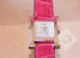 Hermes Diamond H Hour Watch PM Fuchsia Crocodile Strap - New - MAISON de LUXE - 7