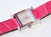 Hermes Diamond H Hour Watch PM Fuchsia Crocodile Strap - New - MAISON de LUXE - 8