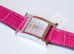 Hermes Diamond H Hour Watch PM Fuchsia Crocodile Strap - New - MAISON de LUXE - 9