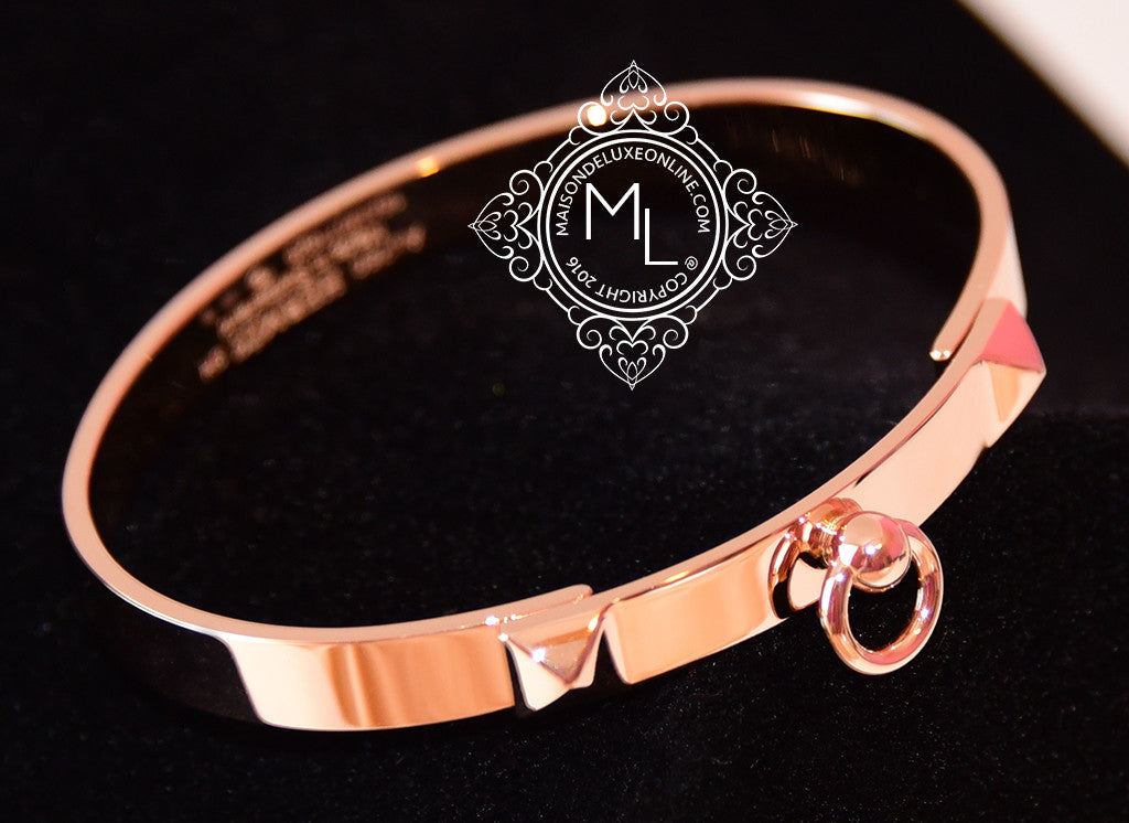 Hermes Rose Gold Collier de Chien Bracelet CDC Bangle SH - New - MAISON de LUXE - 1