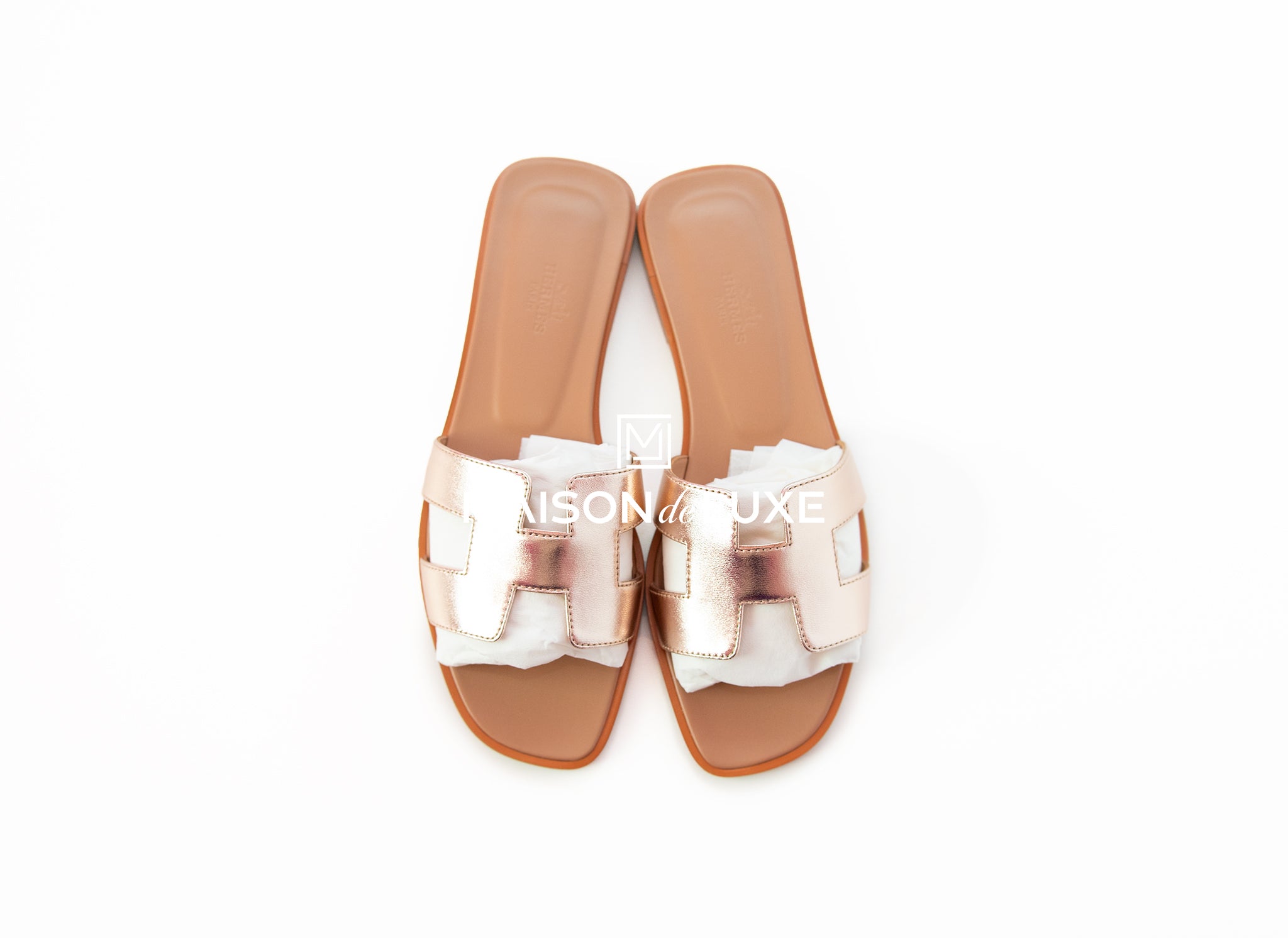 Size 38EU NEW Hermes Rose Pale Epsom Calfskin Oran Sandals w/ Receipt