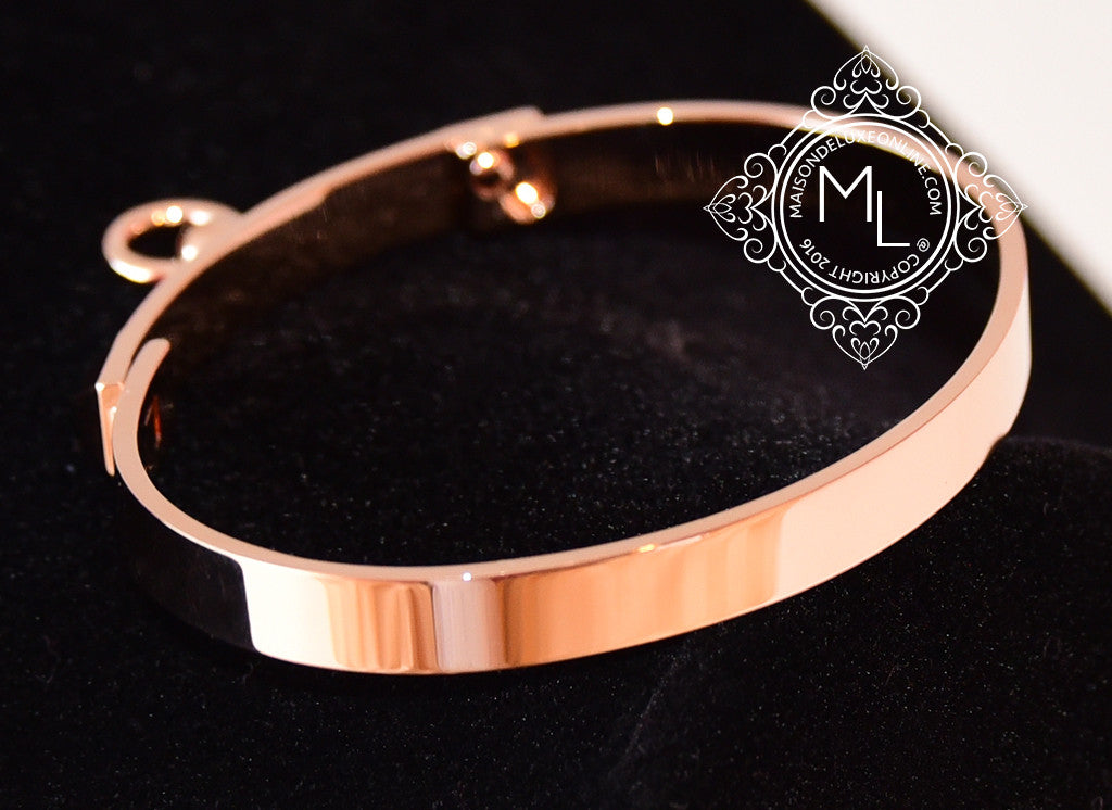 Hermes 18K Rose Gold Collier de Chien CDC Bangle ST Bracelet Cuff – MAISON  de LUXE