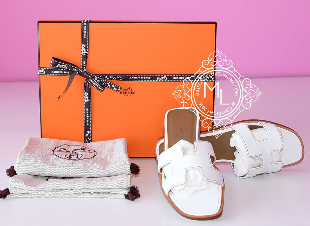 Hermes Womens White Oran Sandal Slipper 36 Shoes - New - MAISON de LUXE - 1