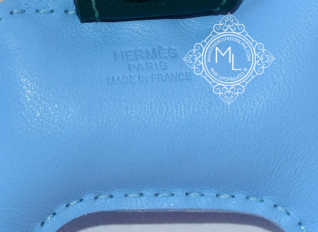 Hermes Blue Azateque Rose Azalea Blue Rodeo Bag Charm Key Chain