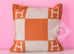 Hermes Classic Pumpkin Orange Wool Cashmere Avalon Cushion Pillow - New - MAISON de LUXE - 3