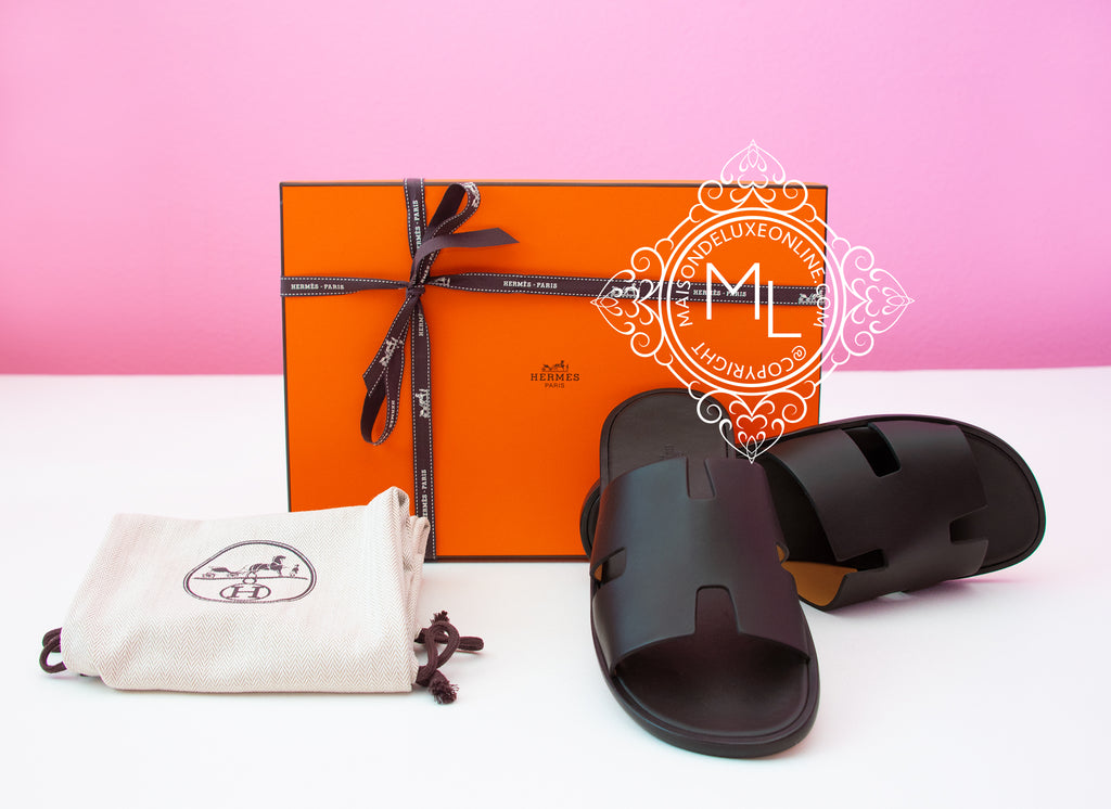 Hermes Men's Black Izmir Sandal 43 Shoes