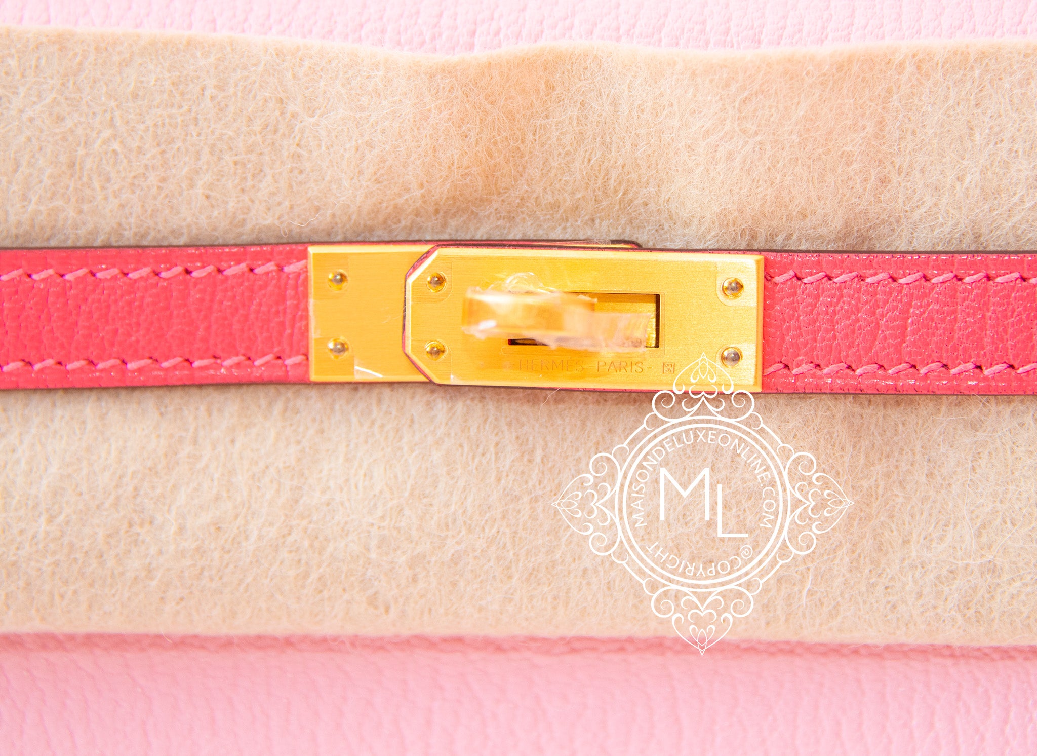 Hermes Custom Rose Sakura & Nata Mysore Goatskin Kelly 25