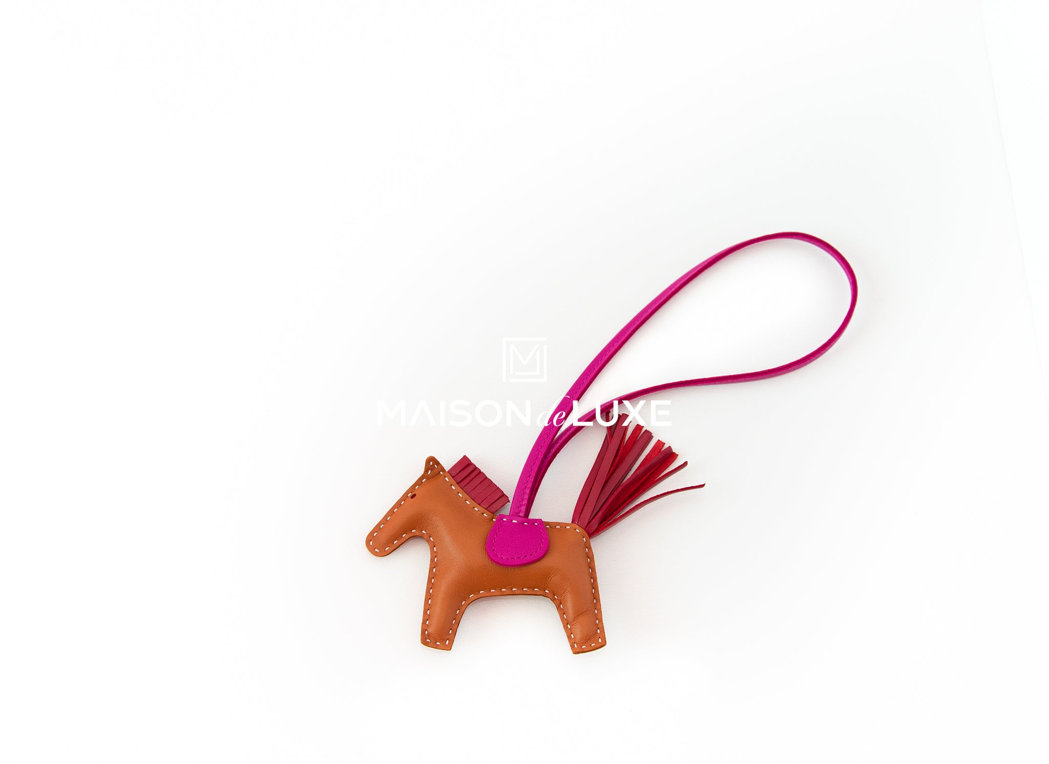Hermes Gold Rubis Rose Grigri Rodeo Horse Bag Charm Key Chain